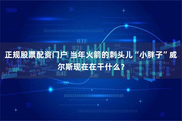 正规股票配资门户 当年火箭的刺头儿“小胖子”威尔斯现在在干什么？